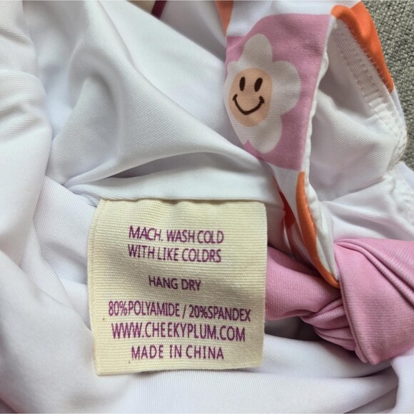 Cheeky Plum Retro Checkered Swimsuit Baby 6-12 Months Ruffled Orange And Pink - Picture 6 of 8